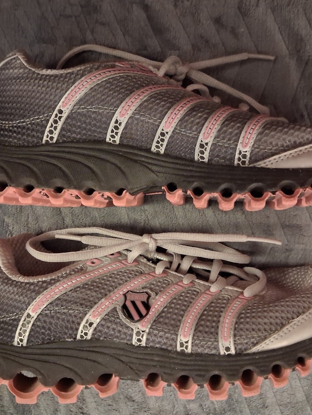 K-Swiss Gray and Pink Athletic Sneakers